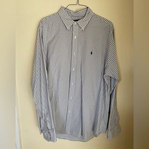 Ralph Lauren XXL Gray & White Plaid Checkered Performance Button-down Shirt